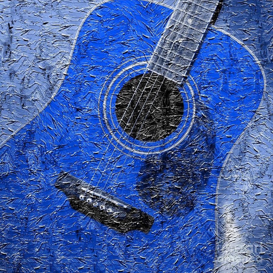 Painted Guitar - Music - Blue Photograph by Barbara A Griffin