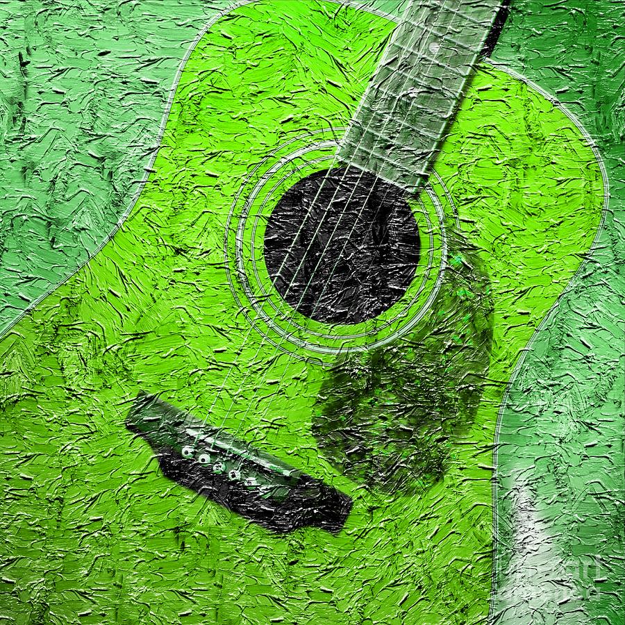 Painted Guitar - Music - Green Photograph by Barbara A Griffin