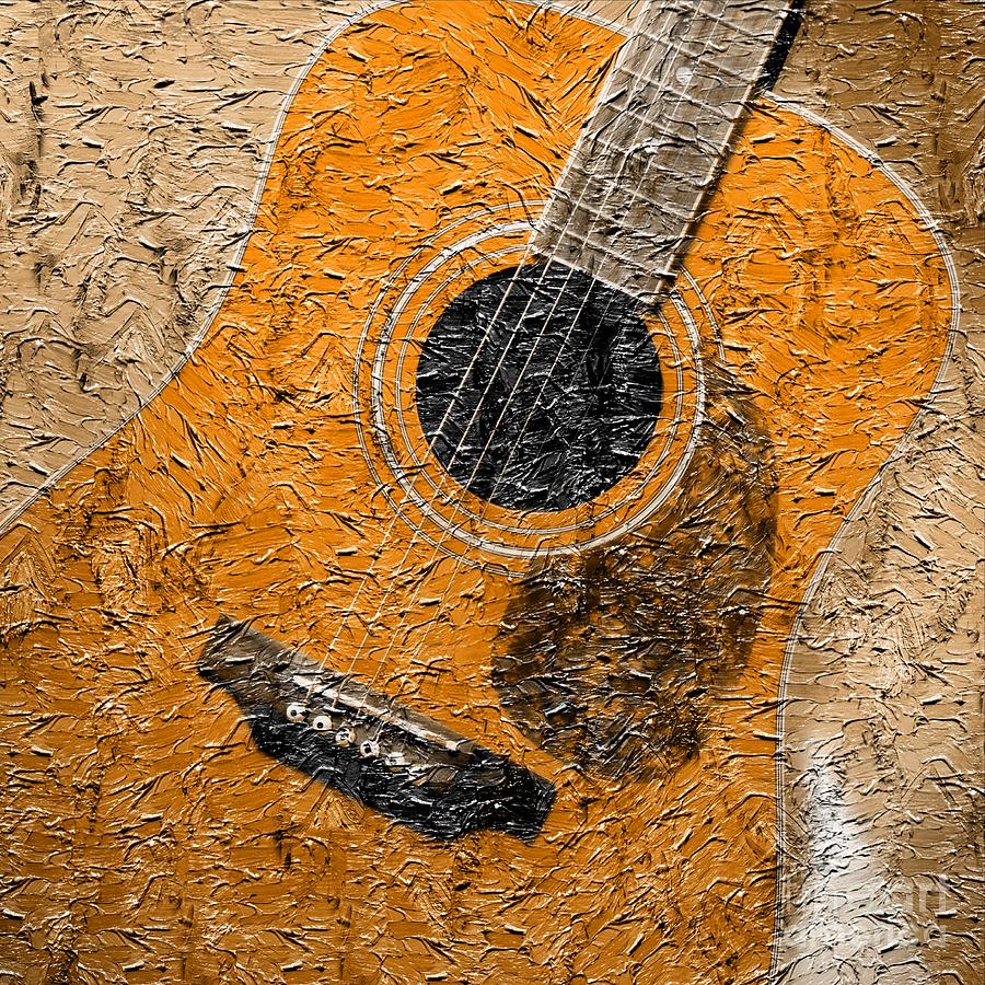 Painted Guitar - Music - Orange Photograph by Barbara A Griffin