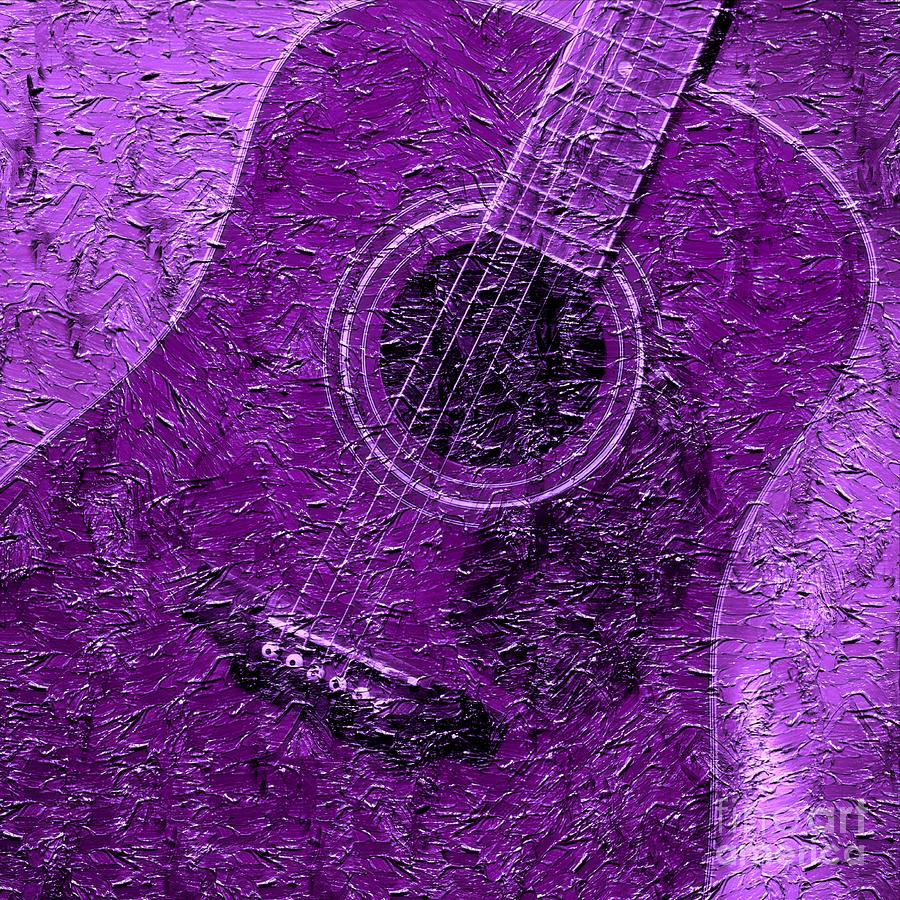 Painted Guitar - Music - Purple Photograph by Barbara A Griffin