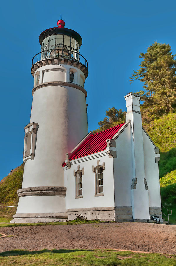 Painted Heceta Head Lighthouse Photograph by Lara Ellis