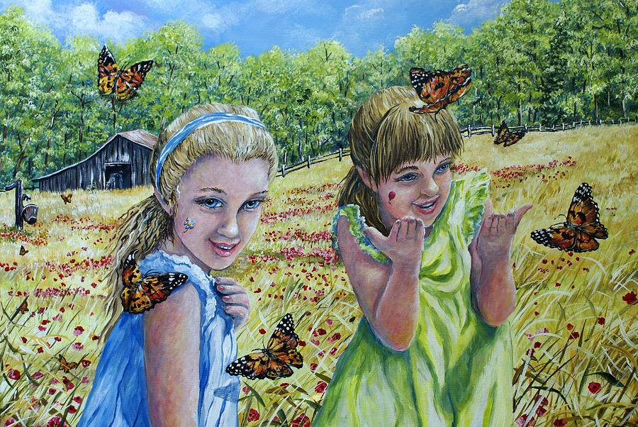 Painted Ladies Painting by Gail Butler