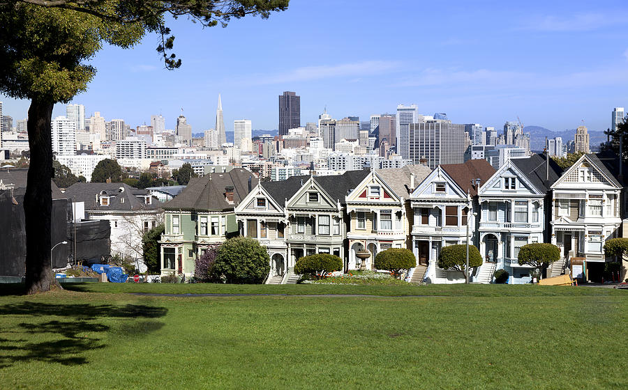 Skyline Photograph - Painted Ladies in San Francisco by King Wu
