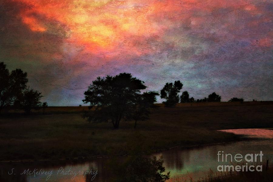 Sunset Photograph - Painted Nebraska Sunset by Suzanne McKelvey