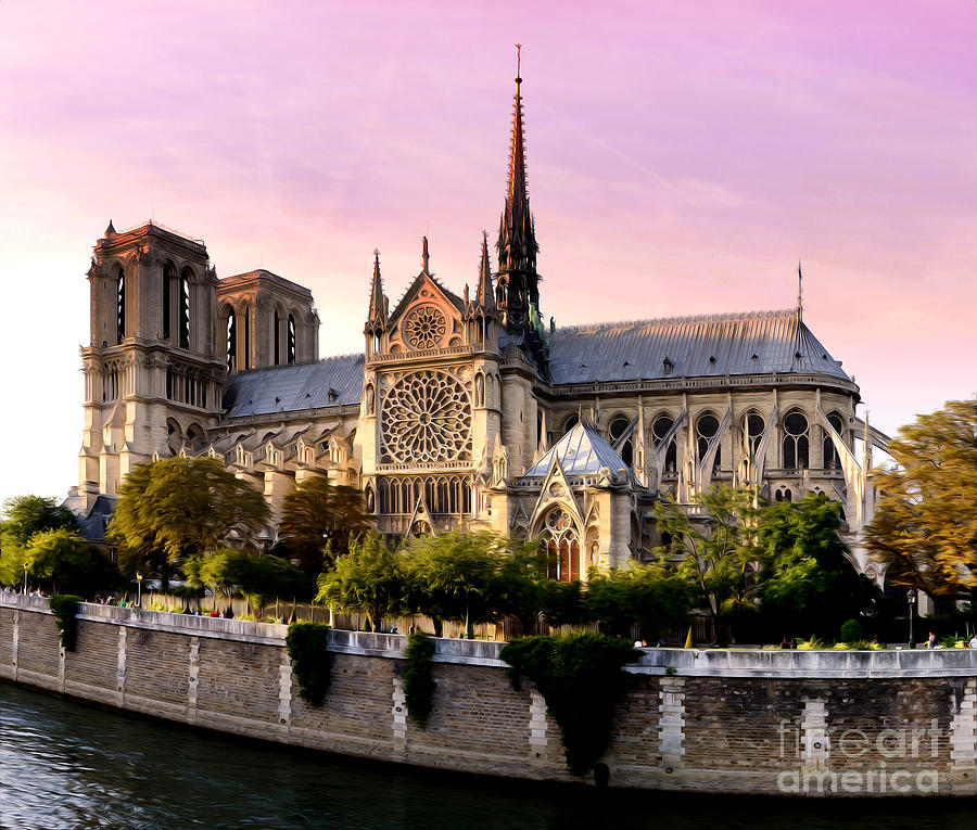 Notre Dame Digital Art - Painted Notre Dame by Phill Petrovic