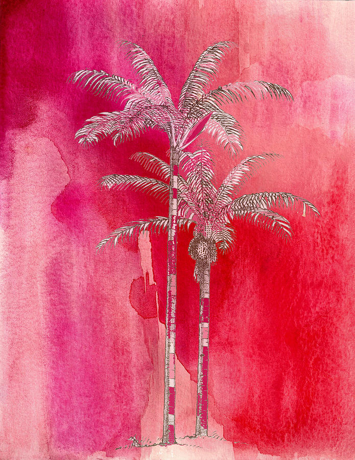 Painted Red Palm Painting by Kandy Hurley
