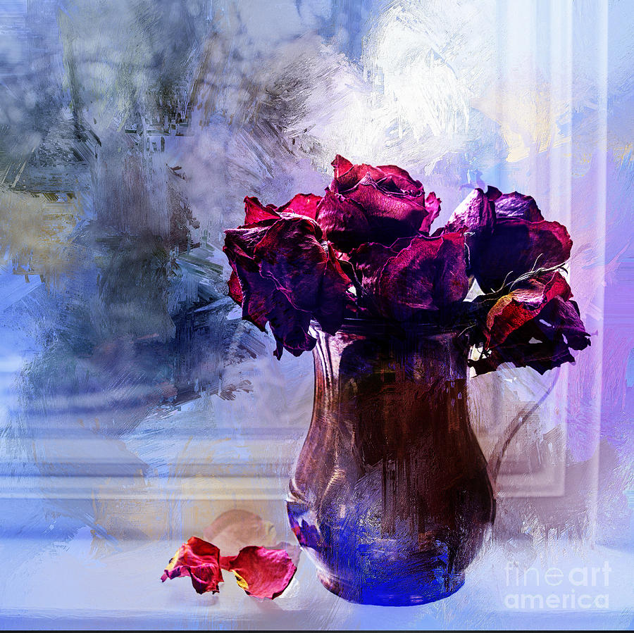Painted Roses in Window Photograph by Terry Rowe