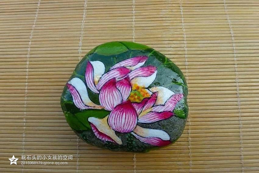 flower stone painting