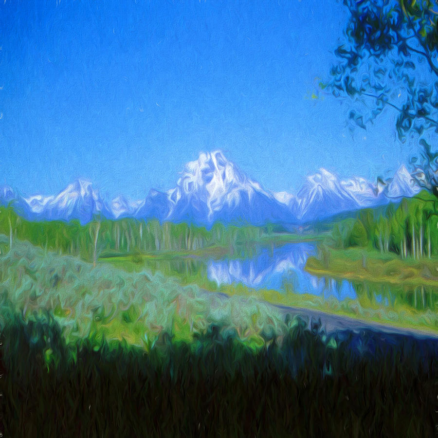 Painted Tetons Digital Art by Cathy Anderson
