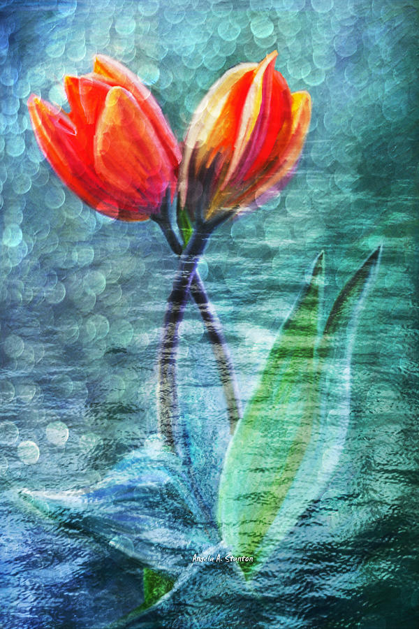 Tulip Painting - Painted Tulips for Mothers Day by Angela Stanton