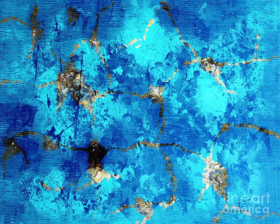 Turquoise Gemstone with Texture Painting by Barbara A Griffin
