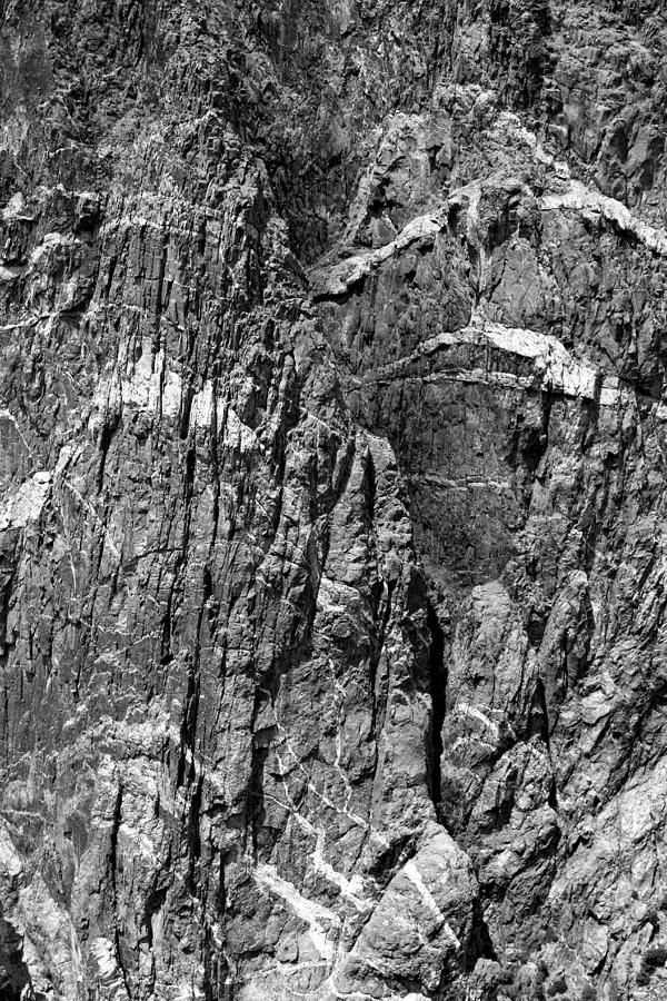 Painted Wall Black Canyon of the Gunnison BW Photograph by Mary Bedy