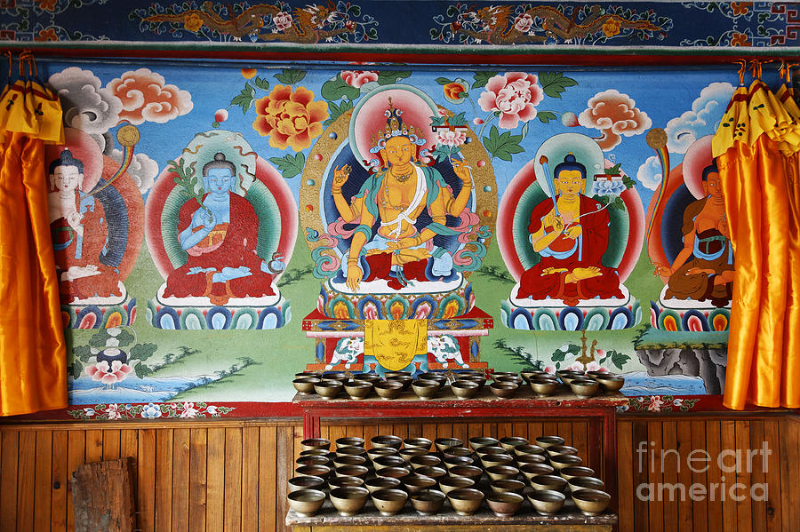Monastery Photograph - Painted walls at the Buddhist Phodong Monastery in Sikkim India by Robert Preston
