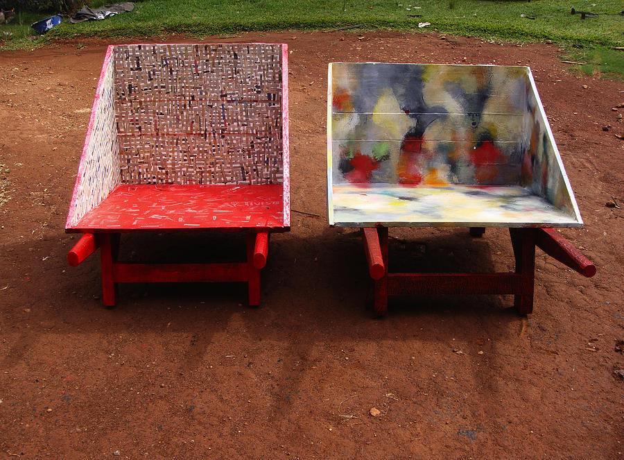 Painted Wheel Barrows Painting by Ronex Ahimbisibwe