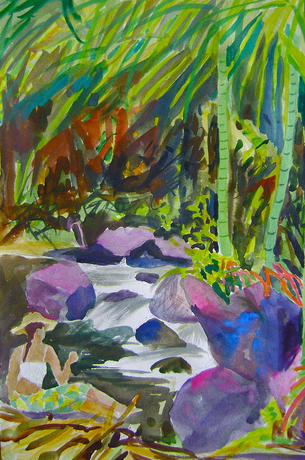 Painter at Stream Painting by Diane Renchler