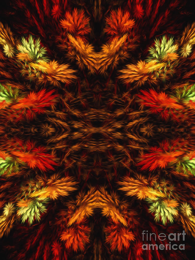 Painterly Fall Fractal Abstract  Mixed Media by Andee Design