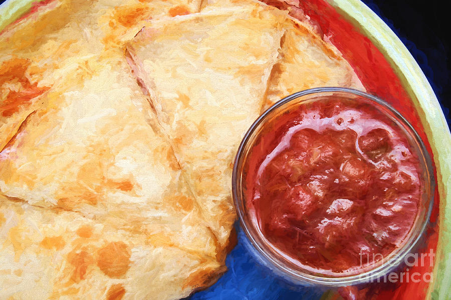 Painterly Quesadilla and Salsa 1 Mixed Media by Andee Design