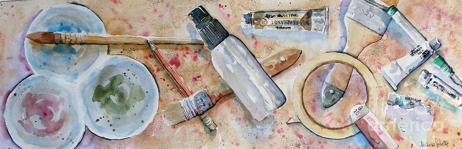 Watercolor Painting - Painters tools by Marisa Gabetta Watercolor Painting - Painters tools by Marisa Gabetta