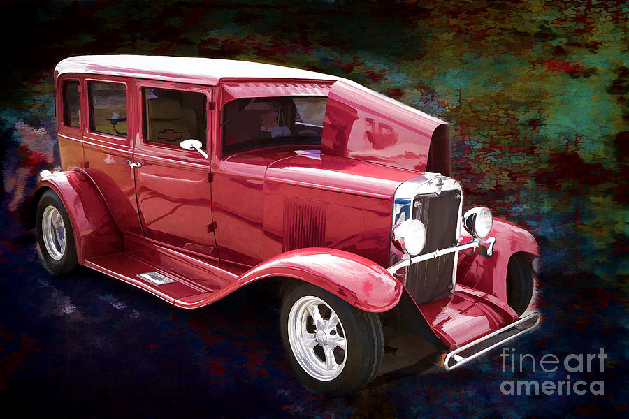 Painting 1929 Chevrolet Classic Car Automobile Color Red 3132.03 Photograph by M K Miller
