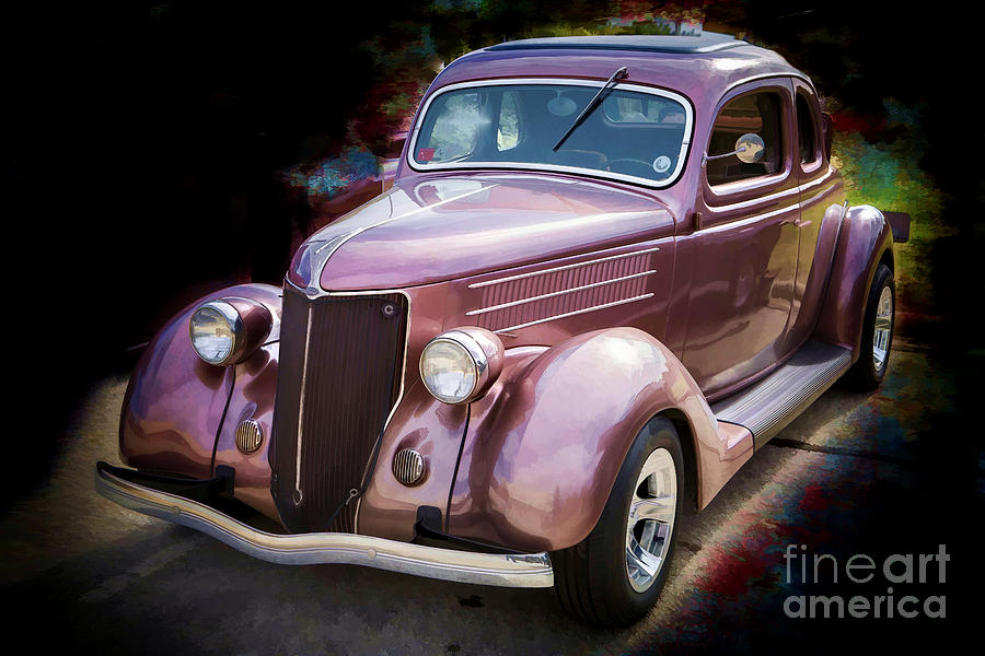 Painting 1936 Ford Roadster Classic Car or Automobile in Color  3121.02 Photograph by M K Miller