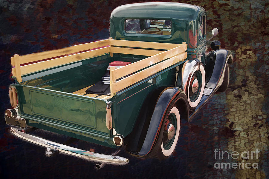 Painting 1937 Ford Pickup Truck Spare Tire Classic Car in Color  Painting by M K Miller