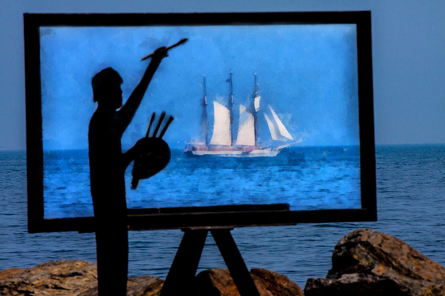Painting a picture of Schooner Mystic  Photograph by Jeff Folger