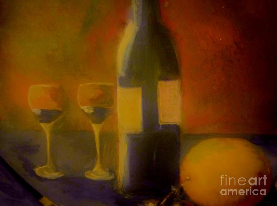 Wine Painting - Painting and Wine by Lisa Kaiser