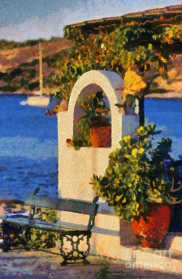 Agia Marina town Painting by George Atsametakis