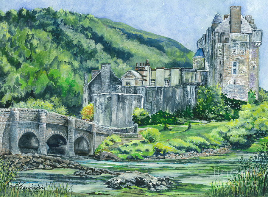 Castle Painting -  Eilean Donan Medieval Castle Scotland by Carol Wisniewski