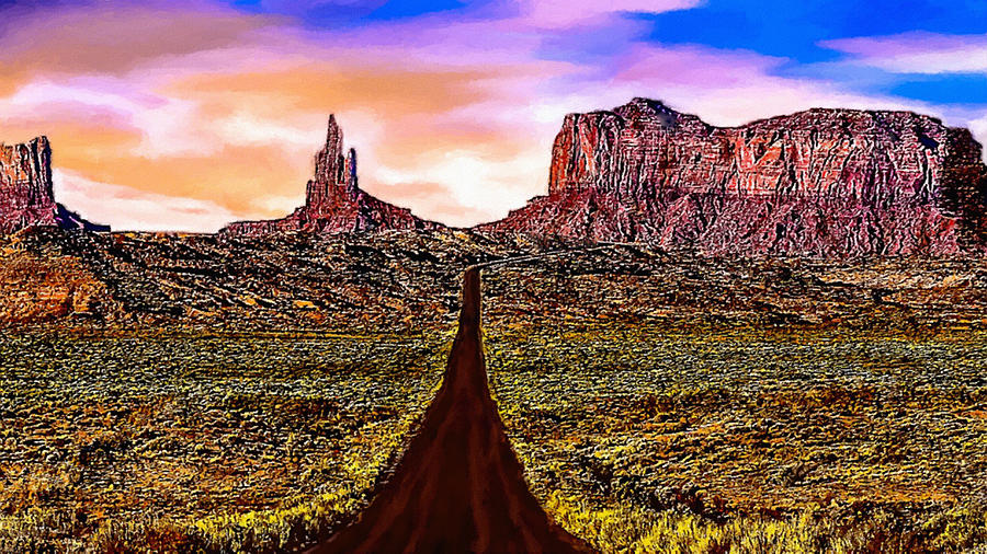 Mountain Painting - Painting Monument Valley at Sunset by Bob and Nadine Johnston