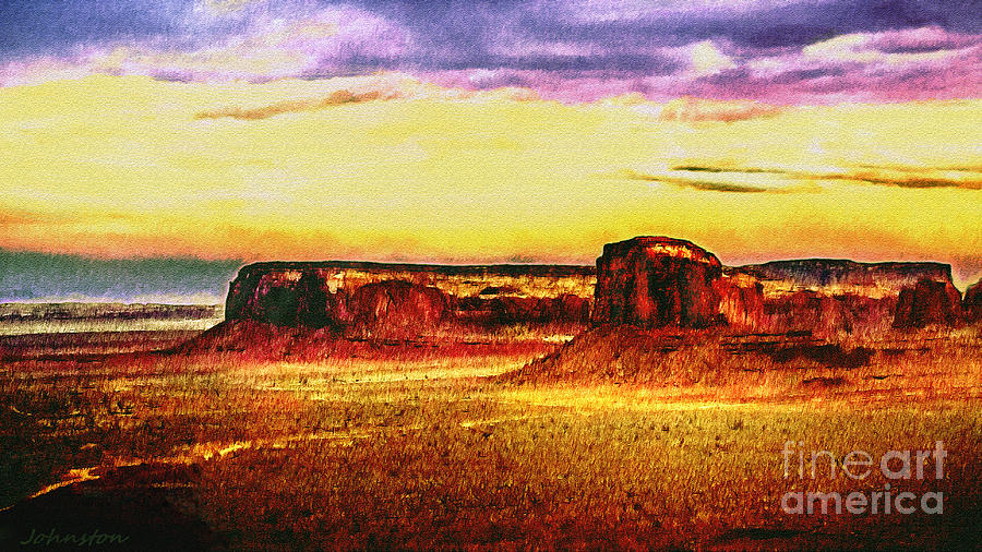 Sunset Painting - Painting  MONUMENT  VALLEY by Bob and Nadine Johnston