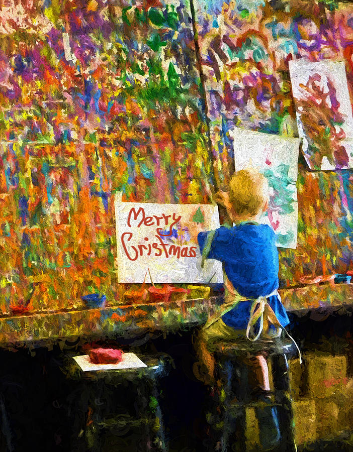 Painting My First Christmas Card Painting by Sandi OReilly
