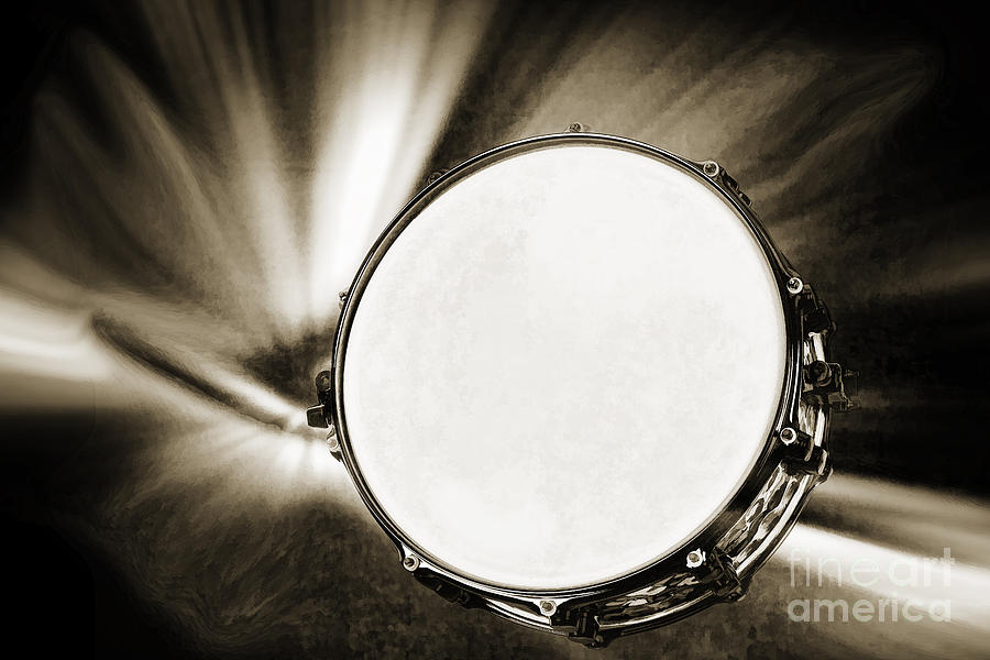 Painting of a Snare Drum for drum set in sepia 3246.01 Painting by M K Miller