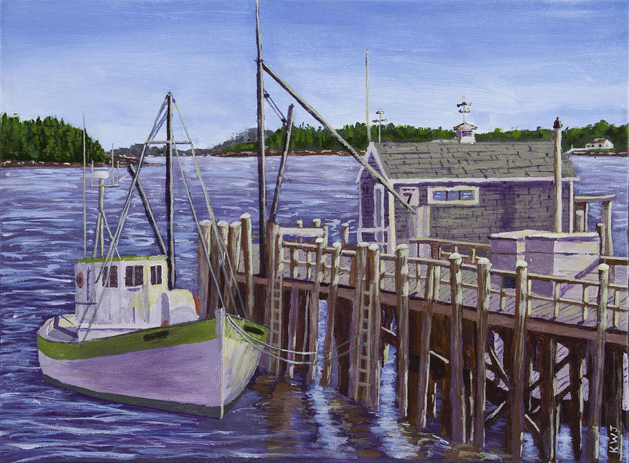 Fishing Boat Docked In Boothbay Harbor Maine Painting by Keith Webber Jr