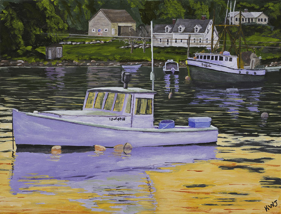 Boat Painting - Fishing Boats in Port Clyde Maine by Keith Webber Jr