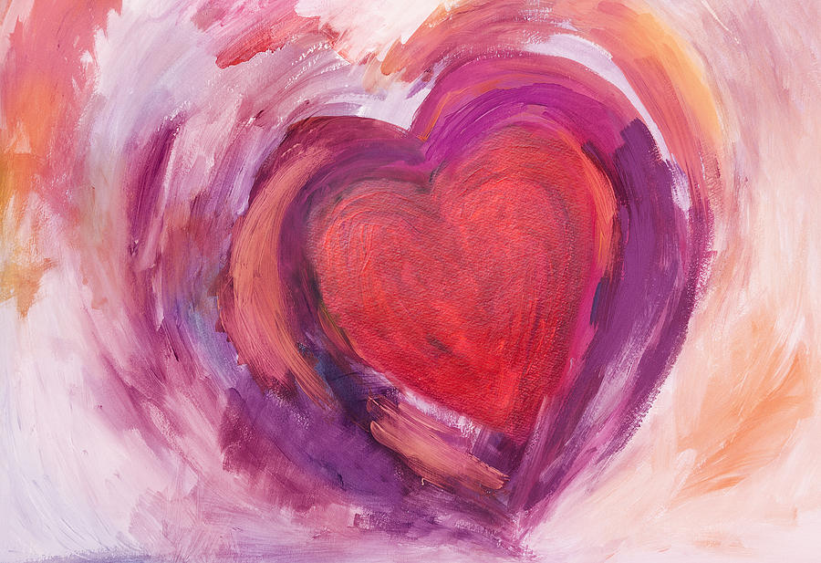 Painting of Heart with acrylic colors Drawing by Stellalevi