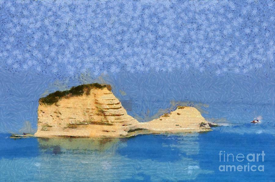 Channel Painting - Islet in Peroulades area by George Atsametakis
