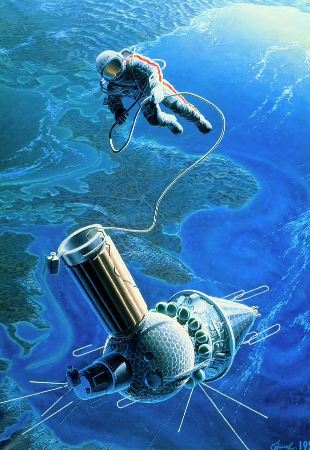 Painting Of Leonov During First Spacewalk Photograph by A.sokolov & A.leonov/ Asap/ Science Photo Library