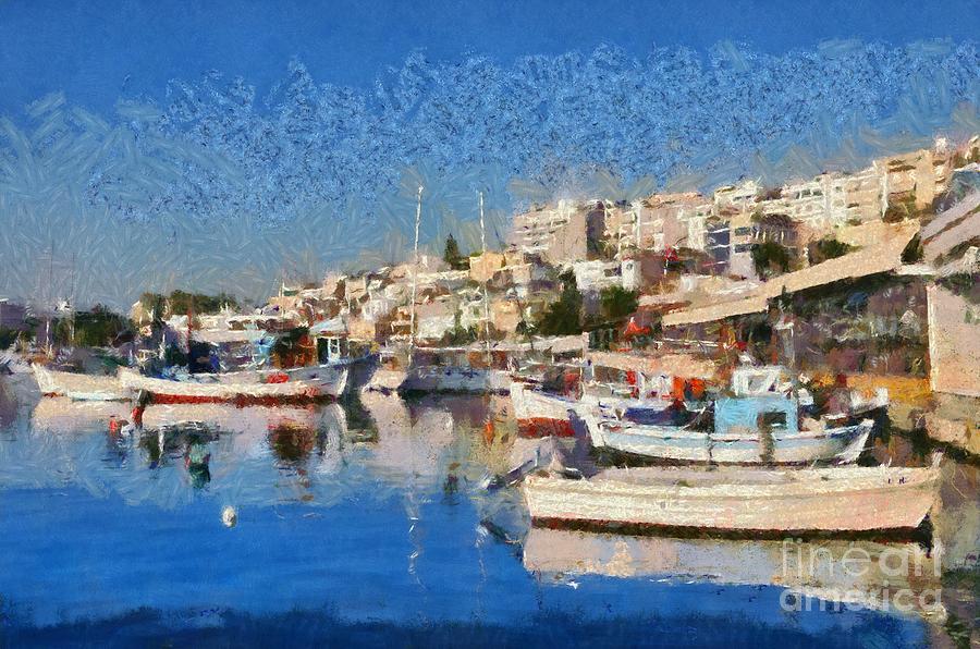 Mikrolimano port  #1 Painting by George Atsametakis