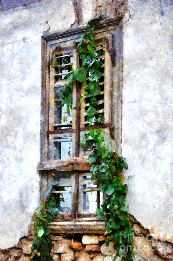 Painting of old window Painting by George Atsametakis