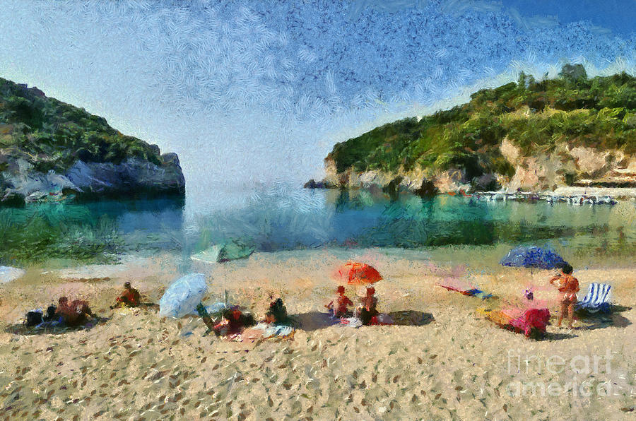 Paleokastritsa beach #2 Painting by George Atsametakis