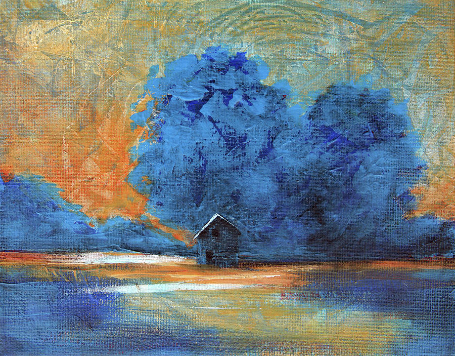 Painting Of Remote Hut Beside Lake Photograph by Ikon Images