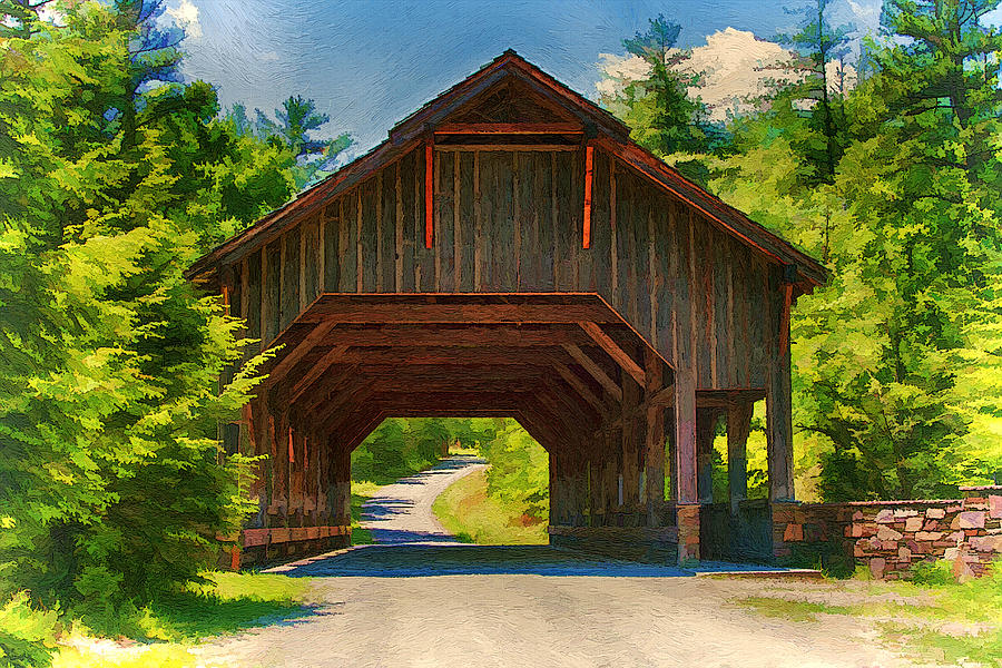 Painting of the Covered Bridge at DuPont State Forest Painting by John Haldane