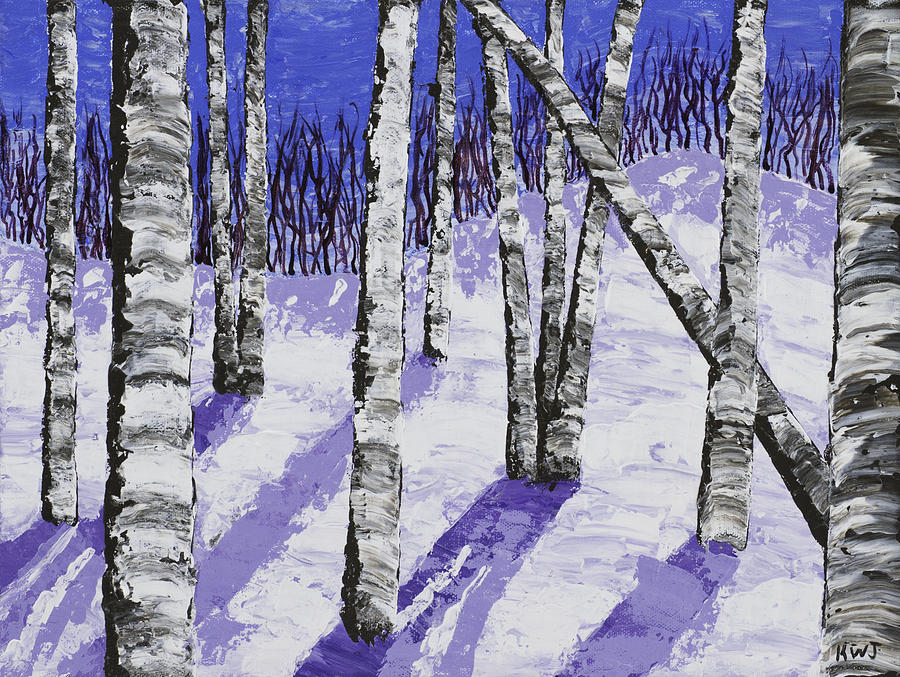 Painting of White Birch Trees in Winter Painting by Keith Webber Jr