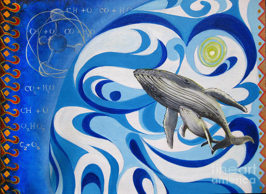 Painting print Cosmic Whale Digital Art by Sassan Filsoof