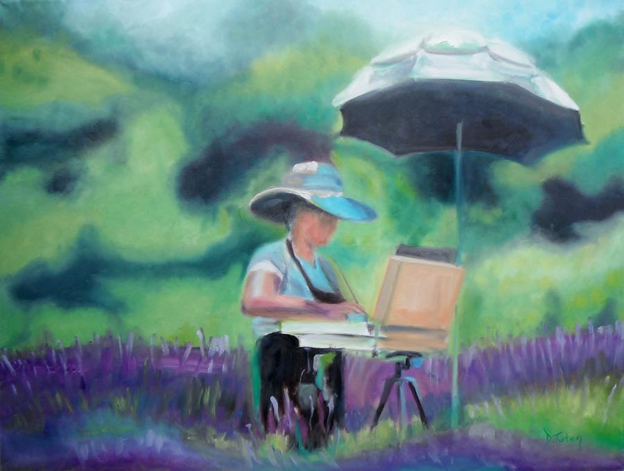 Painting the Lavender Fields Painting by Donna Tuten