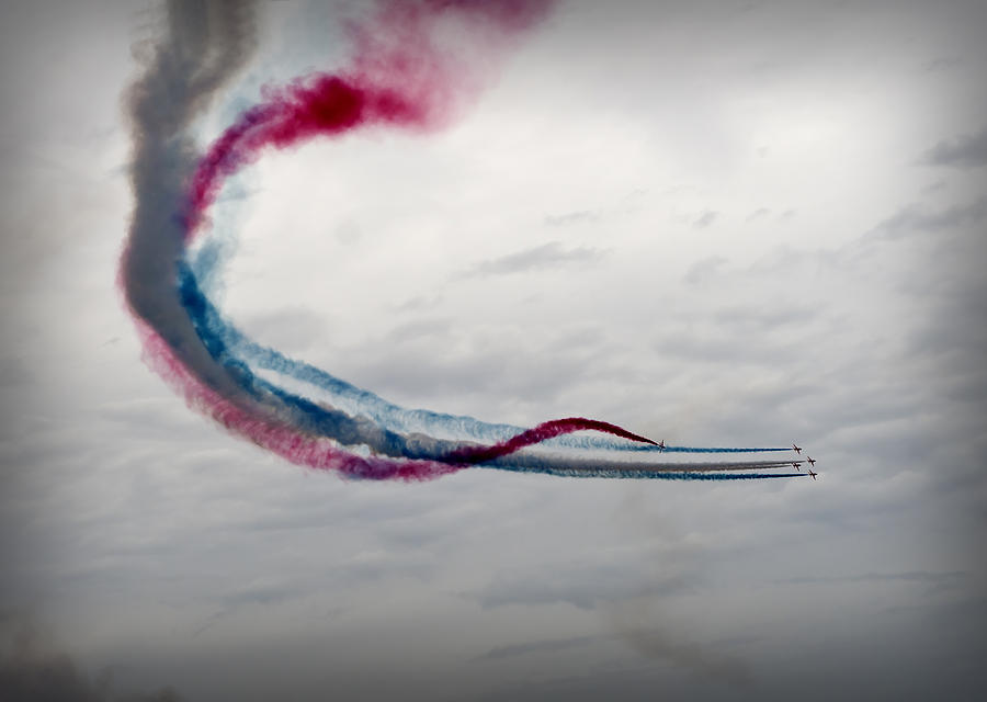 Red arrows acrobatic team in Minorca - Painting the sky by Red Arrows Photograph by Pedro Cardona Llambias
