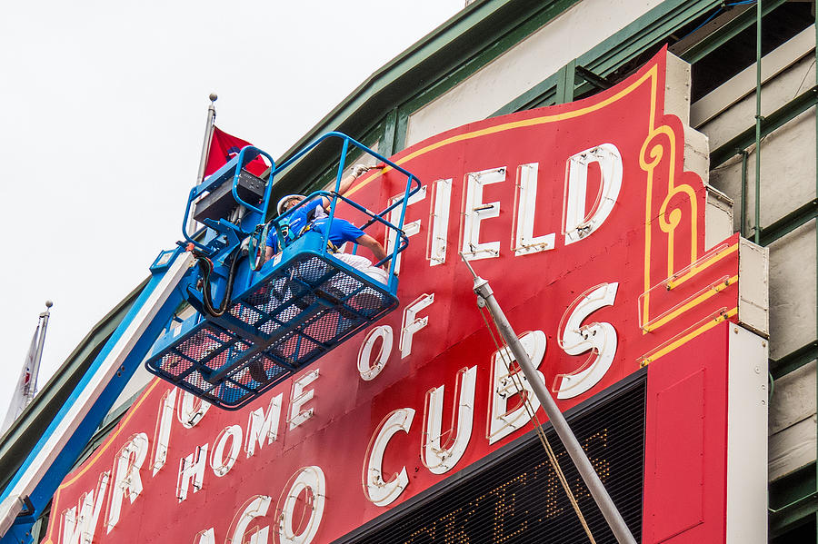 Painting The Wrigley Field Marquee Photograph