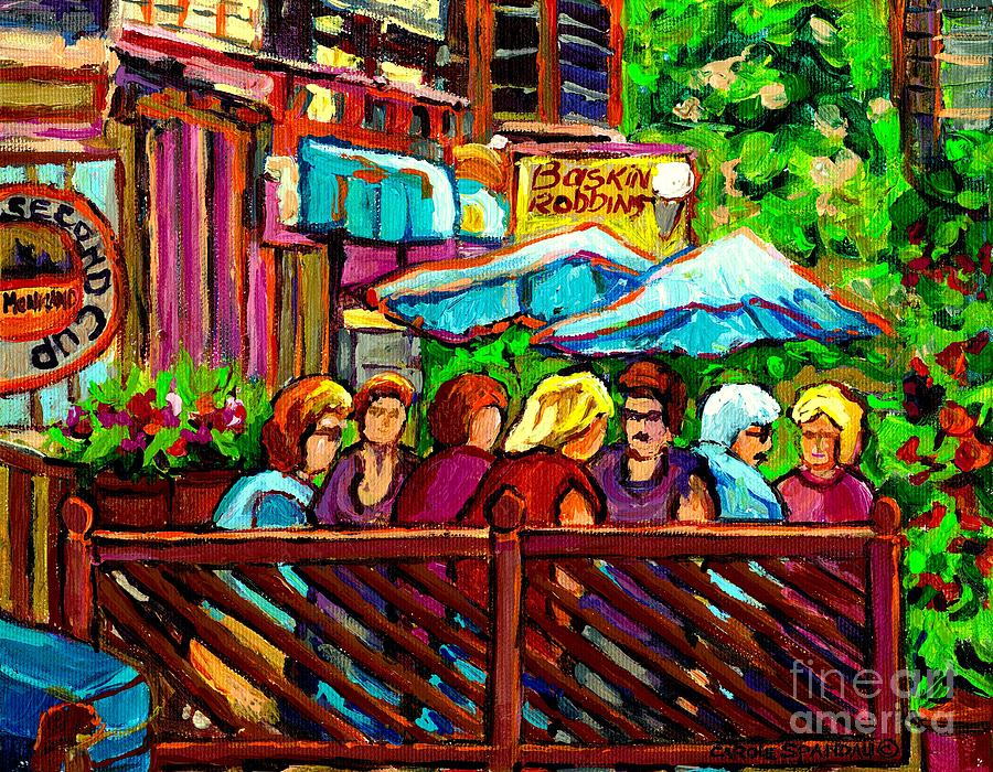 Paintings Of Monkland Village Second Cup Cafe Montreal City Scene Painting by Carole Spandau