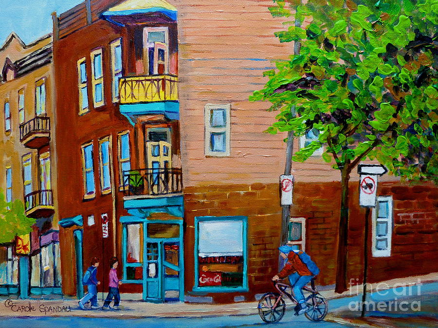 Montreal Painting - Paintings Of Montreal Streets Wilenskys Lunch Counter by Carole Spandau